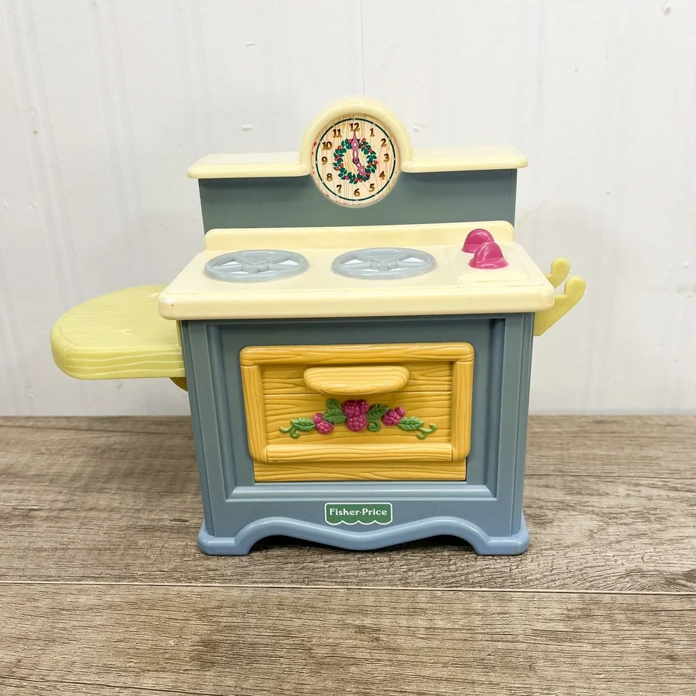 Vintage 1998 Fisher Price Loving Family Dollhouse Kitchen Stove Blue 71463